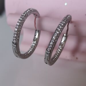 Sterling silver 925 huggie hoop earling with cz stones